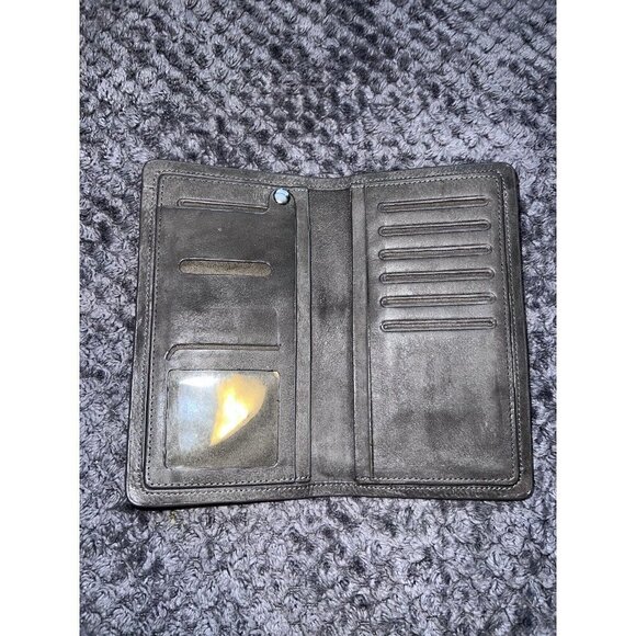 ROOTS Canada Gray Leather Bifold Checkbook Credit Card ID Slot Wallet - Picture 7 of 16
